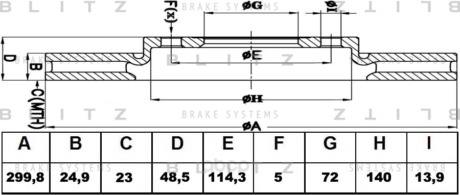 

Диск Тормозной Маzdа 3 03-> BLITZ bs0206