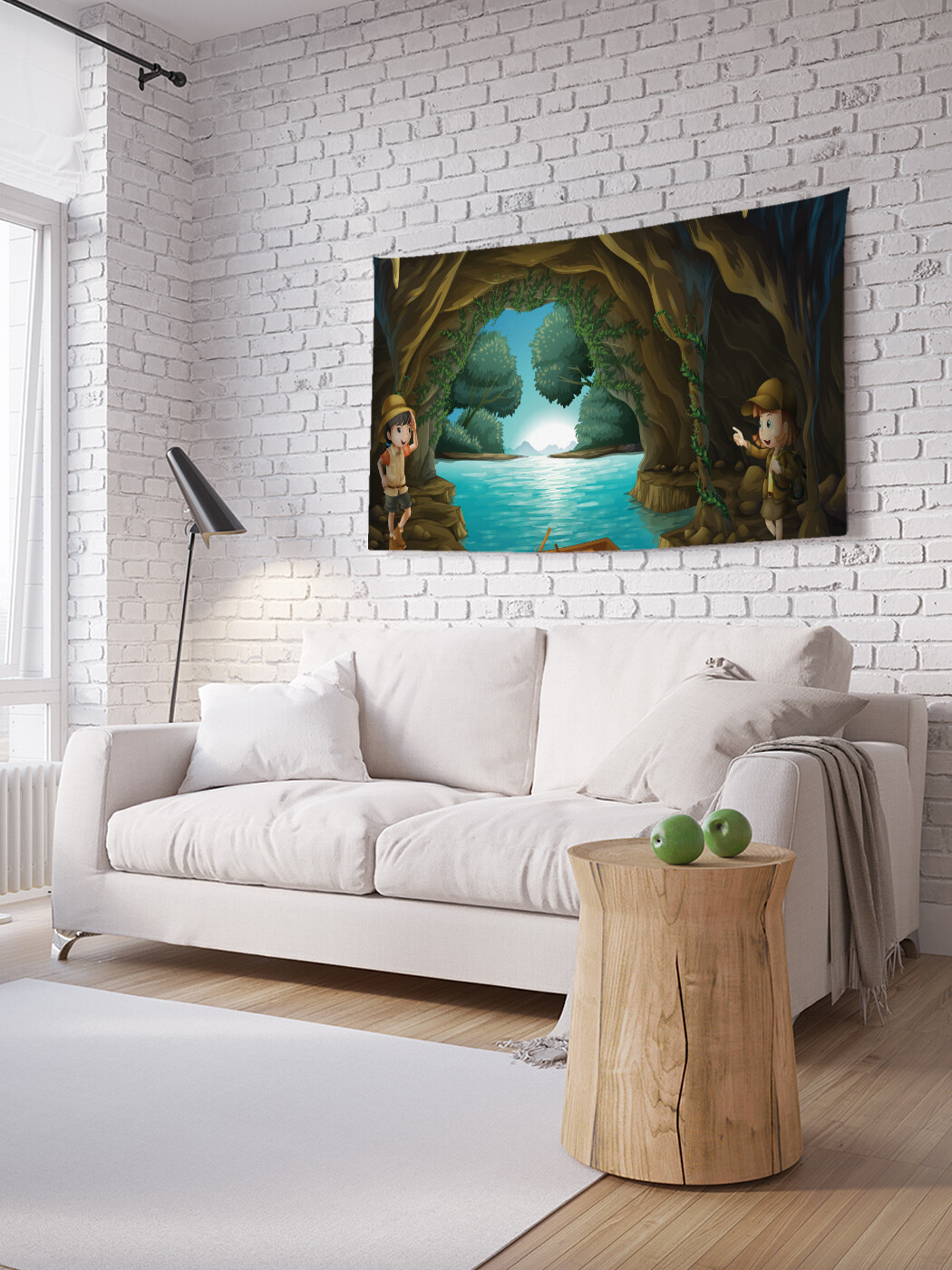

Горизонтальное фотопанно JoyArty Дети в пещере, из ткани, 150х200 см