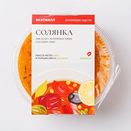 

Солянка ВкусВилл мясная с копченостями и каперсами 390 г