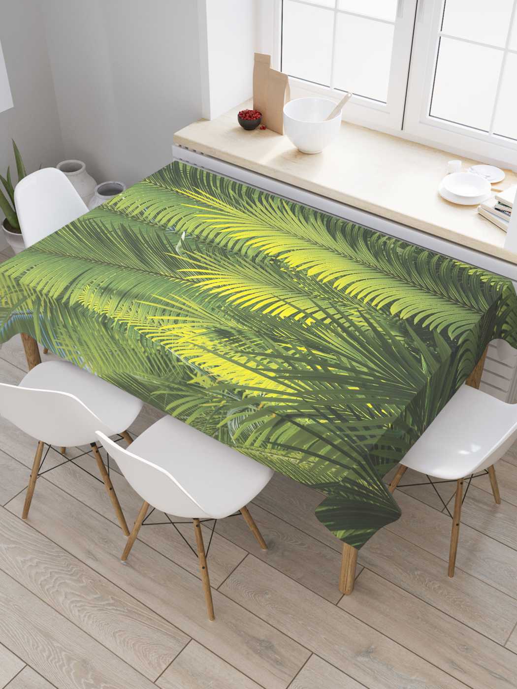 

Скатерть прямоугольная JoyArty "Стена из папоротника" из оксфорда, 180x145 см, Стена из папоротника