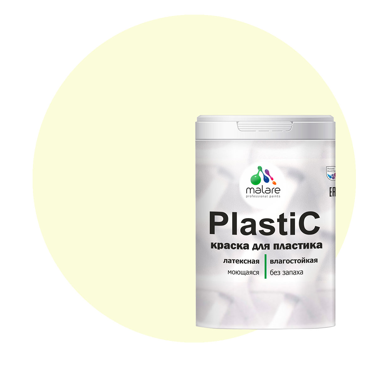 Краска Malare PlastiC для пластика, ПВХ, для сайдинга, слоновая кость 1 кг. краска malare plastic для пластика пвх для сайдинга слоновая кость 10 кг