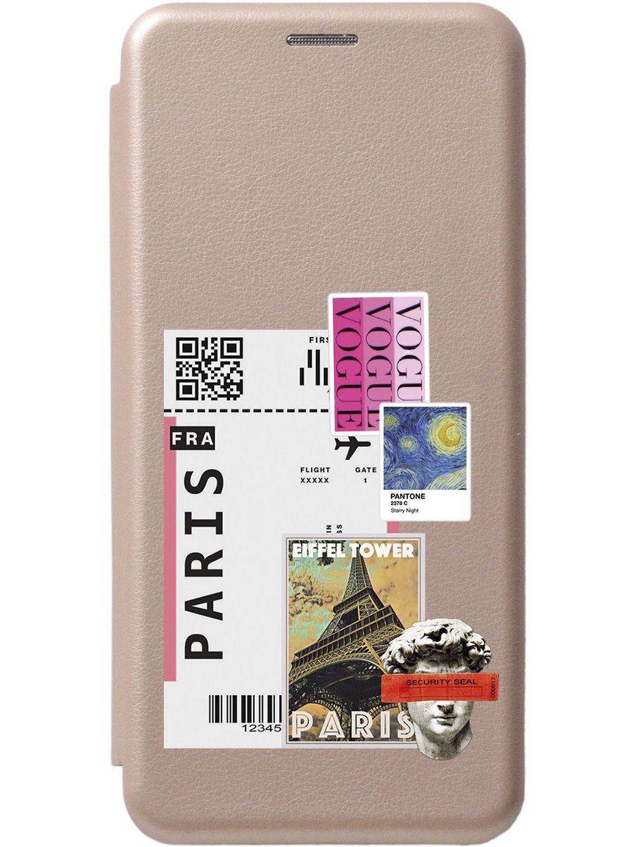 

Чехол на Samsung Galaxy S23 Ultra "Paris Stickers" золотой, Золотистый;бежевый, 158352