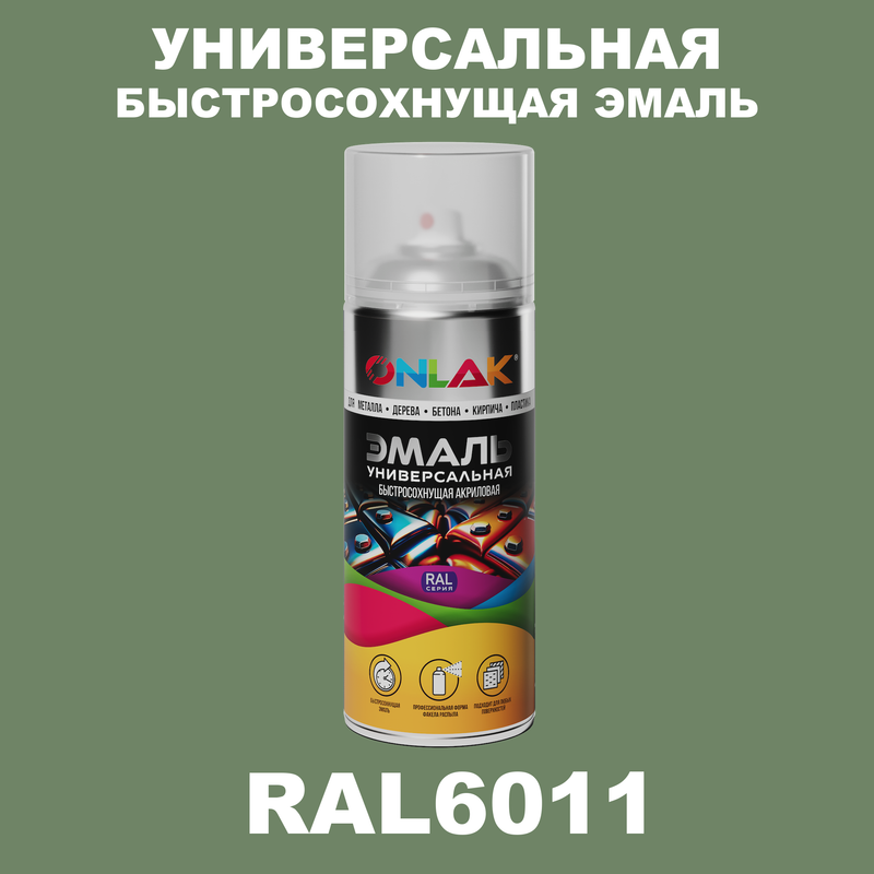 

Эмаль акриловая ONLAK RAL 6011 полуматовая, Зеленый, RAL-AER400-SPREY