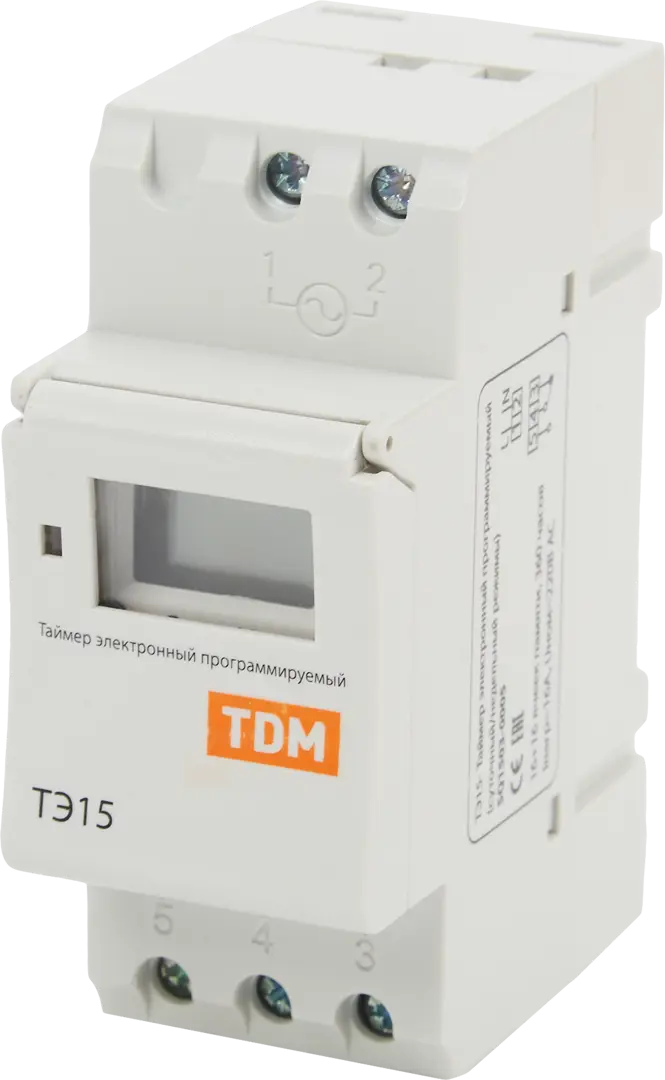 Таймер электронный TDM Electric ТЭ15-1мин/7дн-16on/off-16А-DIN tdm трэ 01 таймер розеточный электронный 1мин 7дн 20on off 16а sq1506 0002