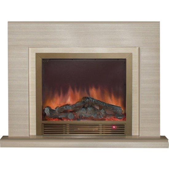 фото Каминокомплект glenrich астория delux 33 sharm33 brass беленый дуб