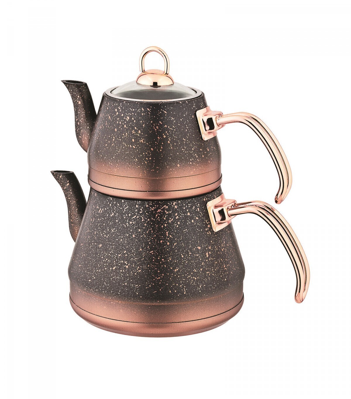 фото Набор из 2 чайников oms чайник для плиты 1,8 л, заварочный чайник 0,8 л черно-медный o.m.s