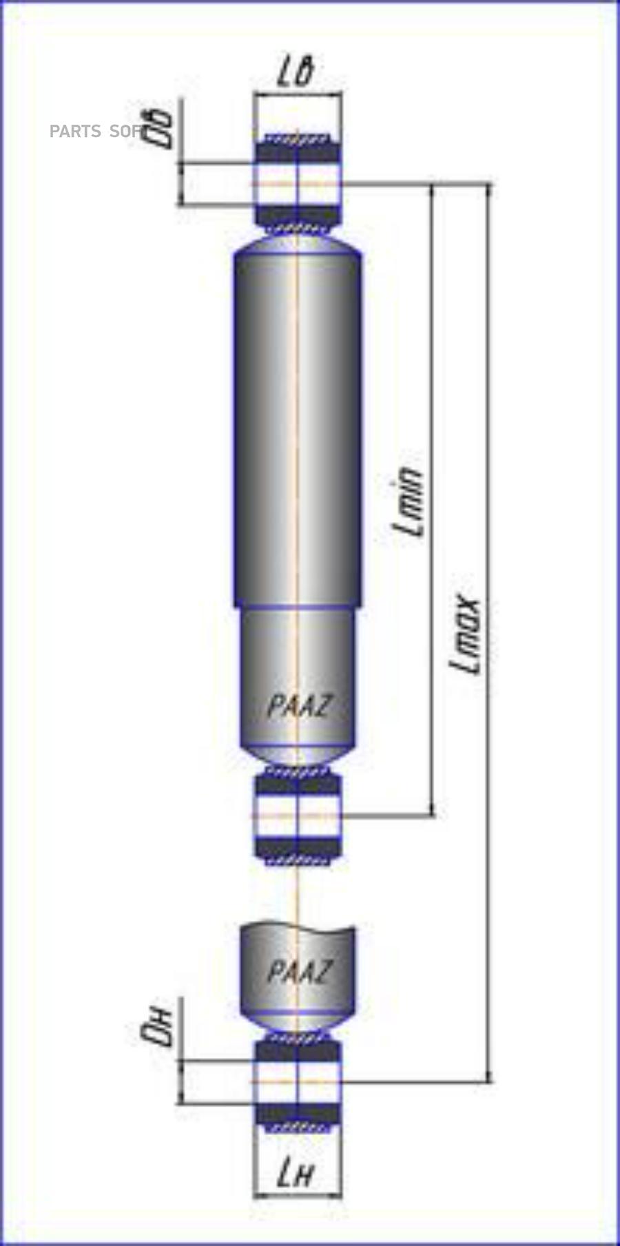 

П40.1.2905005_Амортизатор Подвески 485-785 О/О 24Х62 24Х62 Камаз 4208/4211/4310/4350 PAAZ