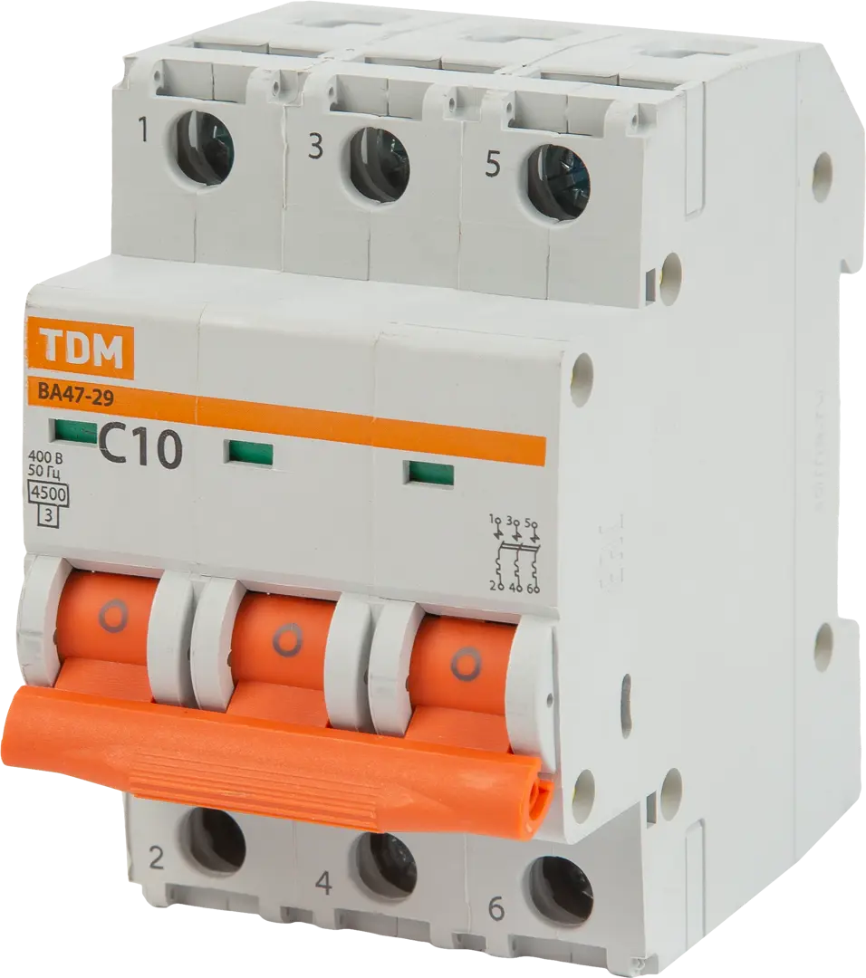 Автоматический выключатель TDM Electric ВА47-29 3P C10 А 4.5 кА SQ0206-0107 жен халат арт 17 0107 розовый р 44