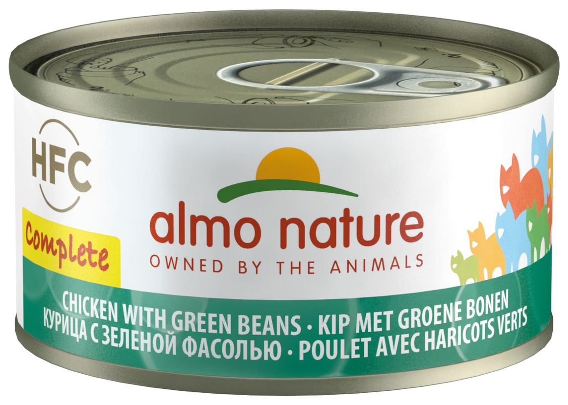 

Влажный корм для кошек Almo Nature HFC Complete, с курицей и зеленой фасолью, 24x70 г