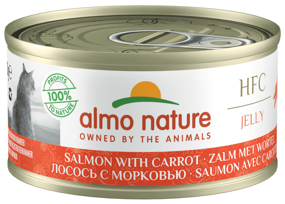 Влажный корм для кошек Almo Nature HFC Jelly, с лососем и морковью, 24x70 г