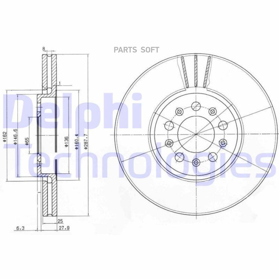 

Тормозной диск DELPHI комплект 1 шт. BG3035C