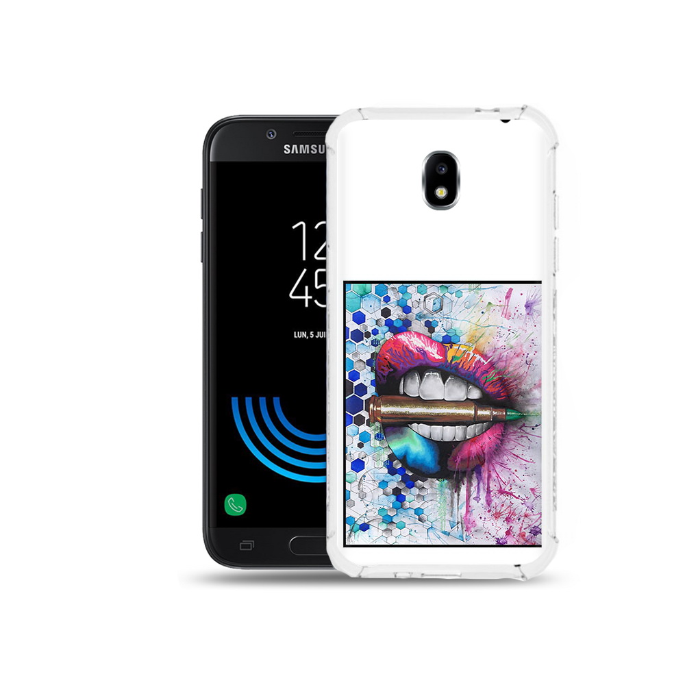 

Чехол MyPads Tocco для Samsung Galaxy J5 (2017) разноцветные губы с пулей, Прозрачный, Tocco