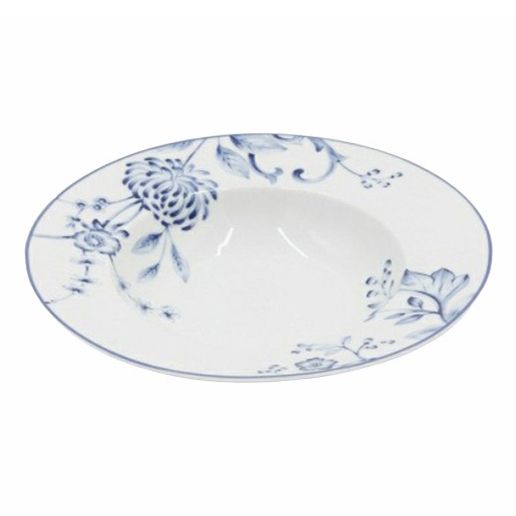 Тарелка глубокая Porcelana Bogucice Evia Blue 23,5 см белая