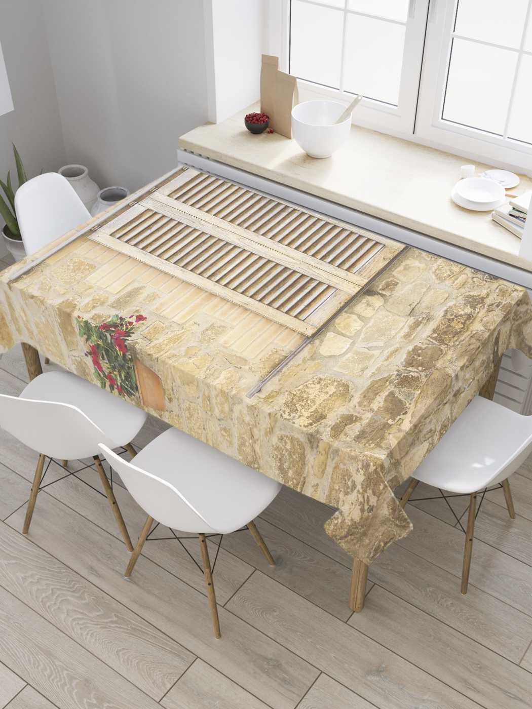 

Скатерть прямоугольная JoyArty "Одинокий вазон" из оксфорда, 120x145 см, Серый, Одинокий вазон