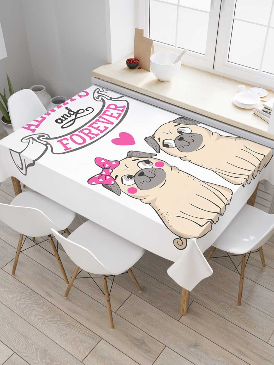 

Скатерть прямоугольная JoyArty "Вместе и навсегда" из оксфорда, 120x145 см, Розовый, Вместе и навсегда