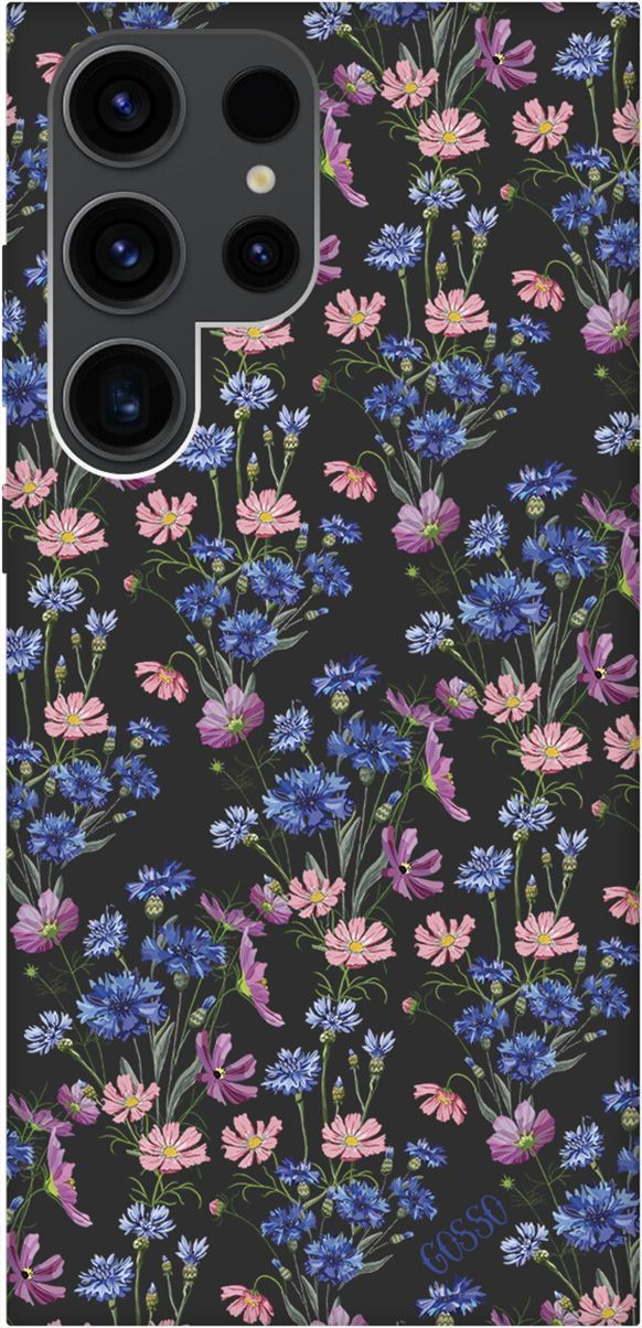 

Чехол на Samsung Galaxy S23 Ultra "Lovely Cornflowers" черный, Черный;голубой, 158350
