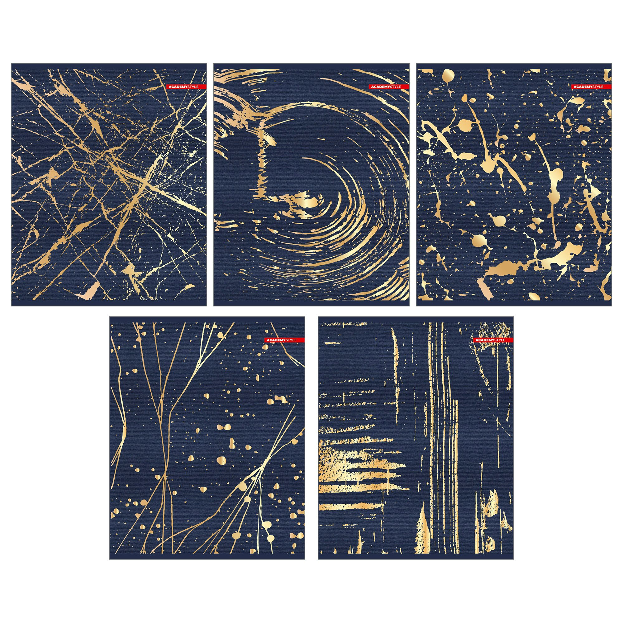 

Тетрадь Academy Style клетка Золотые брызги софт-тач фольгирование 65г/м2 48л А5, 1824157