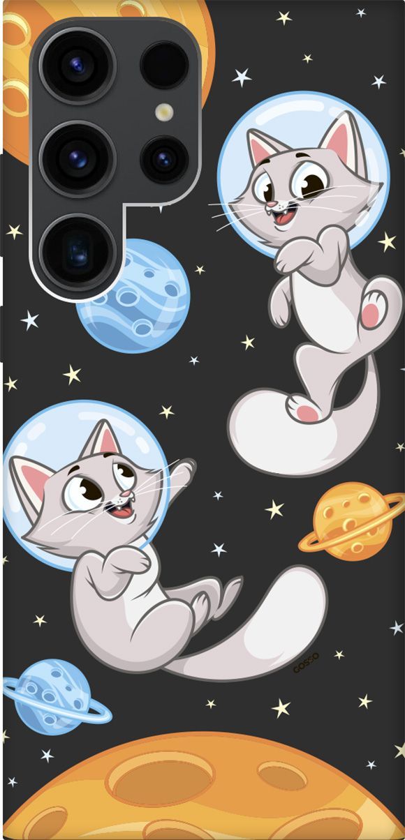 

Чехол на Samsung Galaxy S23 Ultra с 3D принтом "CosmoCats" черный, Черный;серый, 158348