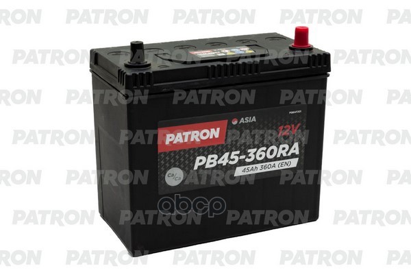 фото Акб patron asia 12v 45ah 360a (r+) тонкие клеммы jis t1 237x127x227mm 11,3kg patron арт. p