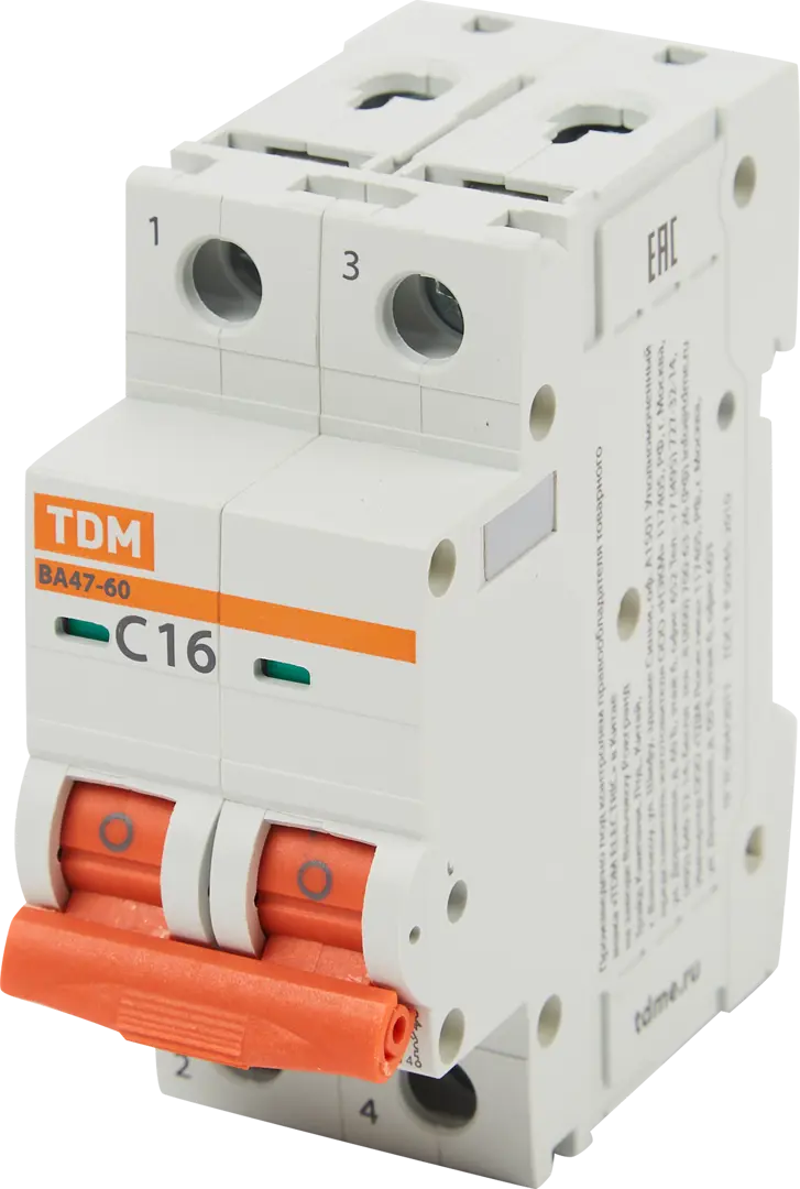 

Автоматический выключатель Tdm Electric ВА47-60 2P C16 А 6 кА SQ0223-0093