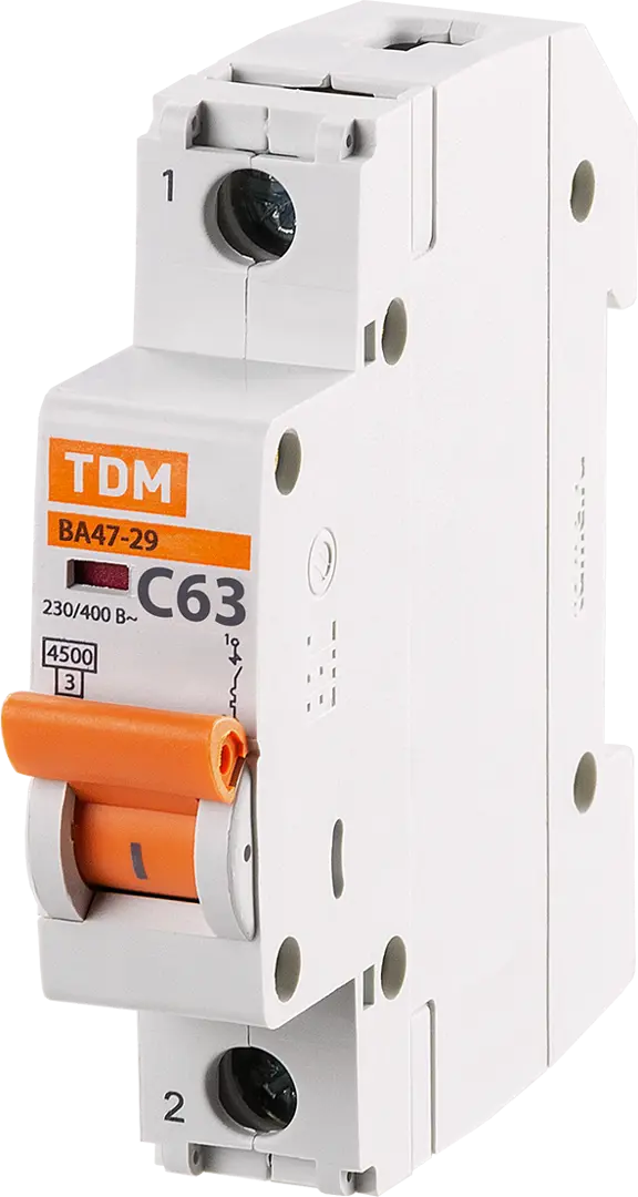 Автоматический выключатель TDM Electric ВА47-29 1P C63 А 4.5 кА SQ0206-0080