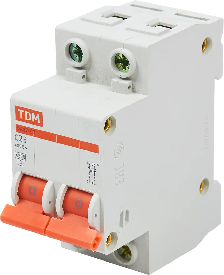 Автоматический выключатель TDM Electric ВА47-63 2P C25 А 4.5 кА SQ0218-0012 сетевой фильтр 6 гнезд 3 м с заземлением 16 а 250 в tdm electric сф 06в sq1304 0012