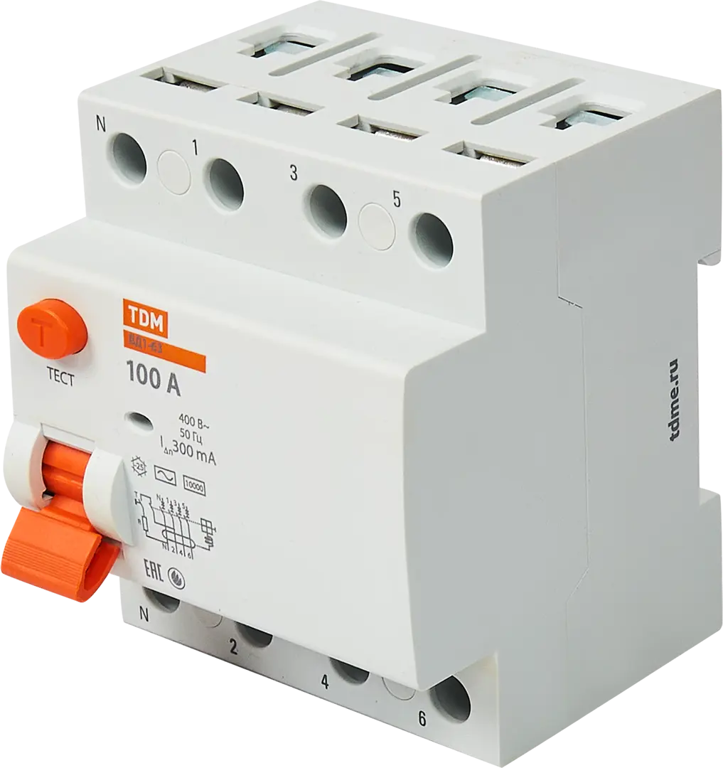 УЗО Tdm Electric ВД1-63 4P 100 A 300 мА 4.5 кА AC SQ0203-0049