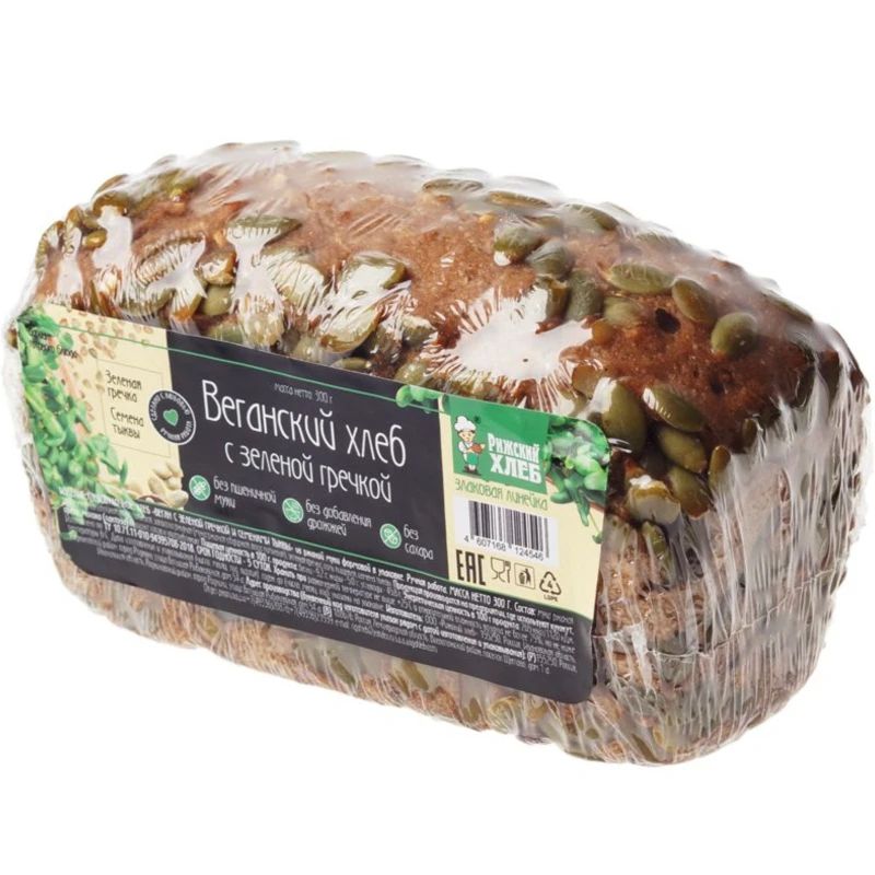 Хлеб Рижский Хлеб Веган с зеленой гречкой и семенами льна ржаной 300 г