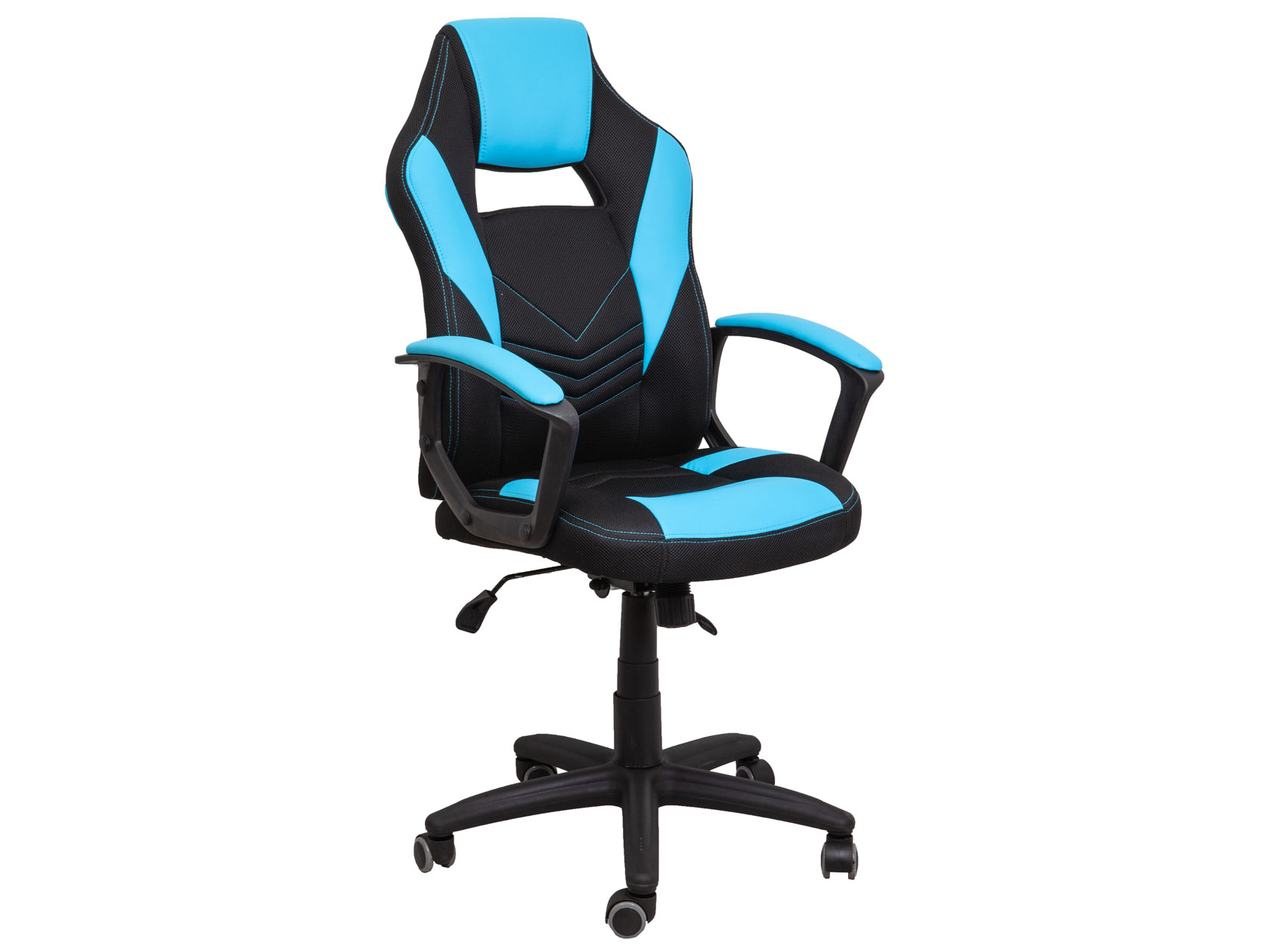 фото Игровое кресло tiger черный, ткань / синий, экокожа базистрейд