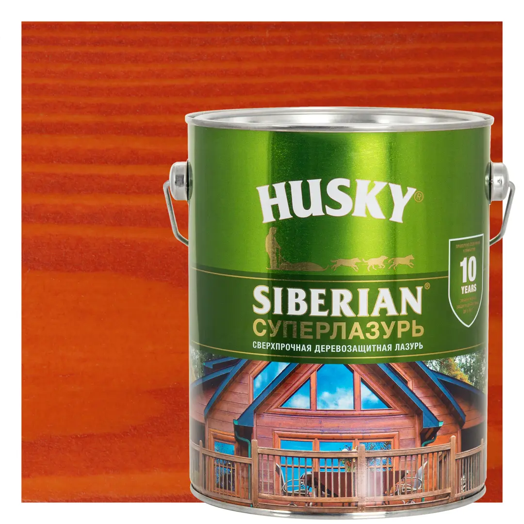 

Лазурь для дерева Husky Siberian Суперлазурь цвет рябина 2.7 л, Красный