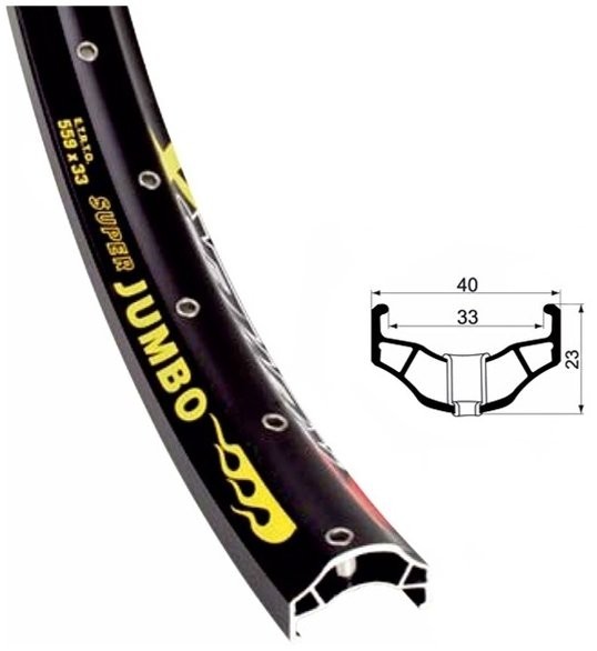 

Обод Remerx SJUM406BADEE48h, SUPER JUMBO 406x33 BA+DEE 48 отв., Черный