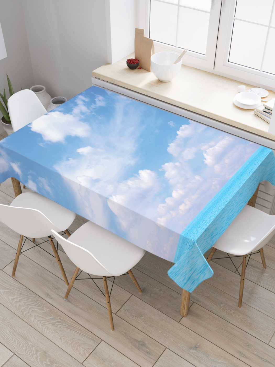 

Скатерть прямоугольная JoyArty "Безмятежные облака" из сатена, 120x145 см, Голубой, Безмятежные облака