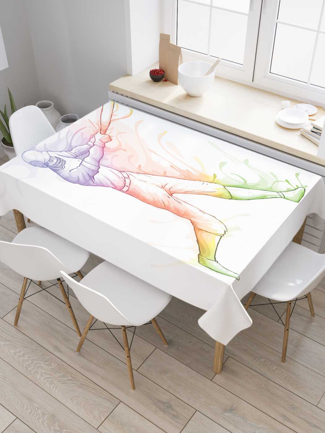 

Скатерть прямоугольная JoyArty "Радужный бэттер" из сатена, 120x145 см, Белый, Радужный бэттер