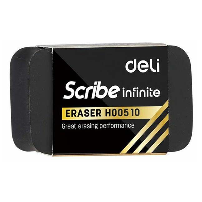 

Ластик классический Deli Scribe Infinite ПФХ 30 х 11 х 46 мм, Черный