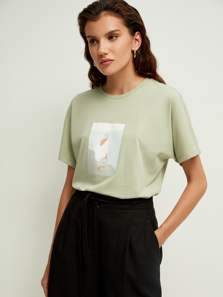 

Футболка женская ZARINA 2266531433 зеленая XS, 2266531433