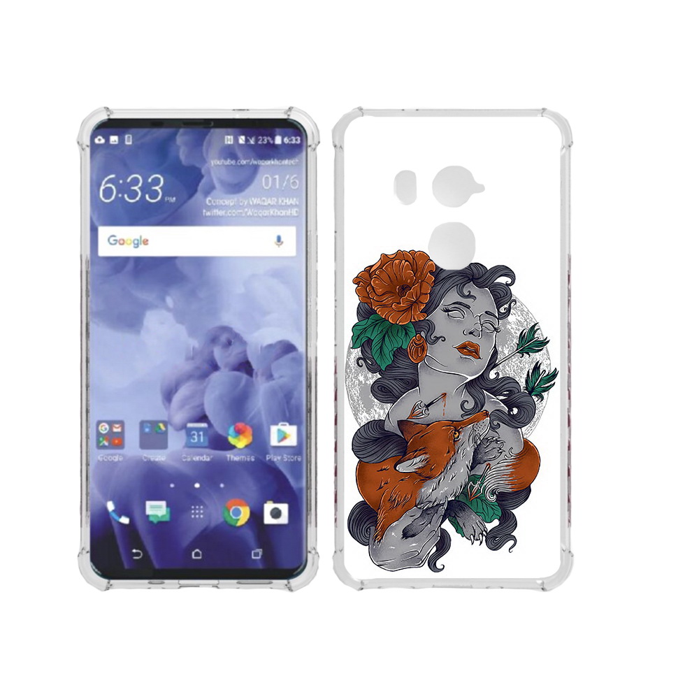 

Чехол MyPads Tocco для HTC U11 Plus темная девушка с лисой, Прозрачный, Tocco