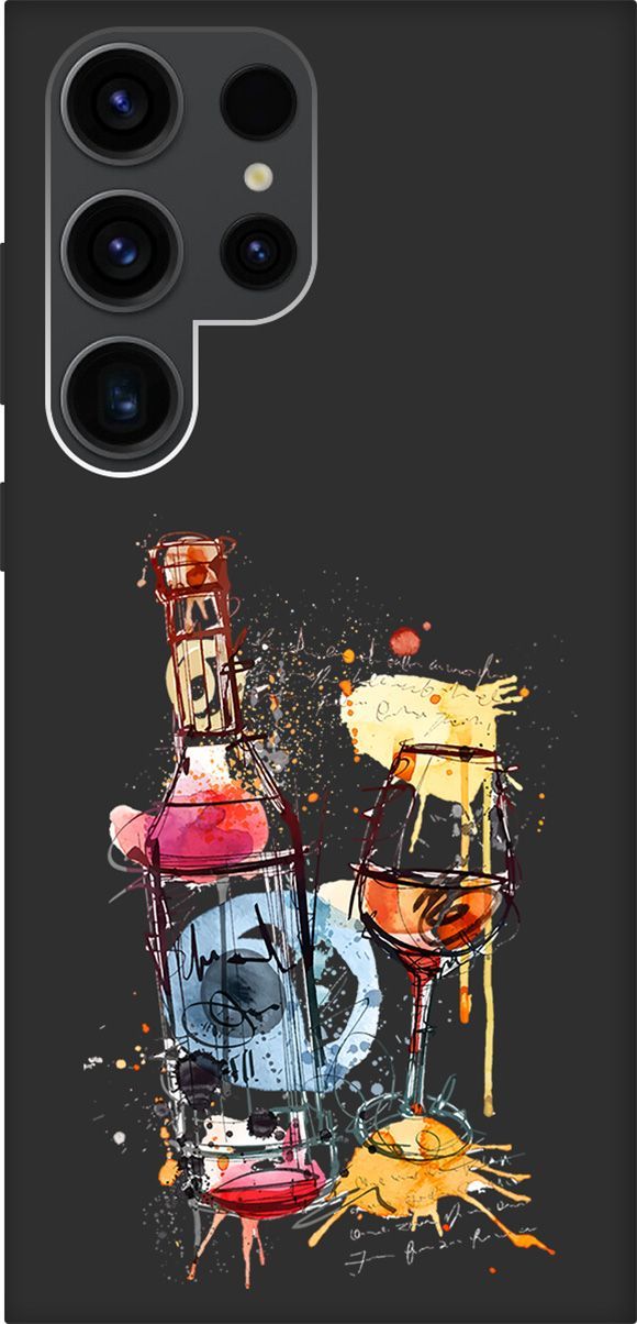 

Чехол на Samsung Galaxy S23 Ultra "Aquarelle Wine" черный, Черный;голубой, 158348