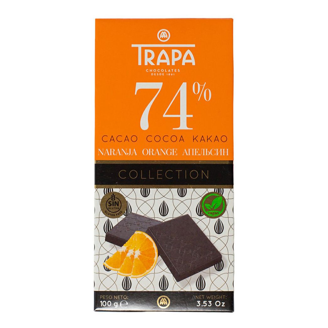 Шоколад О'кей Trapa горький 74% с апельсином 100 г
