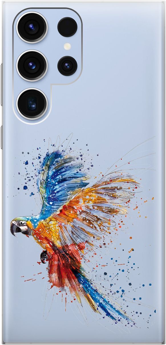 

Чехол на Samsung Galaxy S23 Ultra "Colorful Parrot" прозрачный, Прозрачный;голубой, 158347