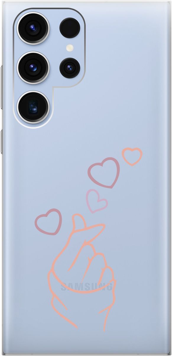 

Чехол на Samsung Galaxy S23 Ultra с 3D принтом "K-Heart" прозрачный, Прозрачный;розовый, 158347