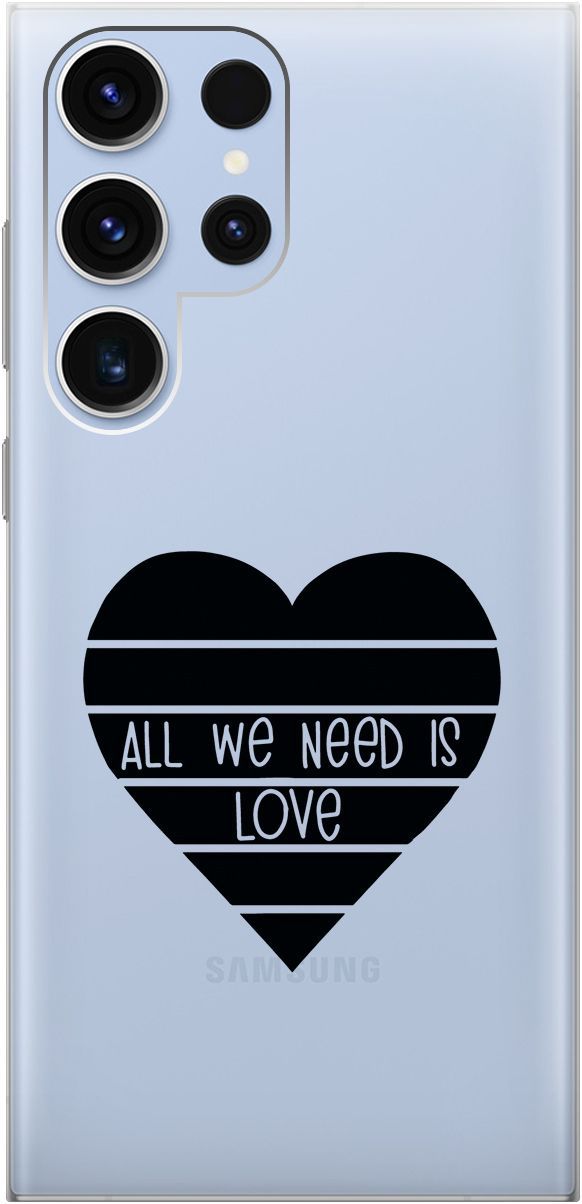 

Чехол на Samsung Galaxy S23 Ultra "All We Need is Love" прозрачный, Прозрачный;черный, 158346