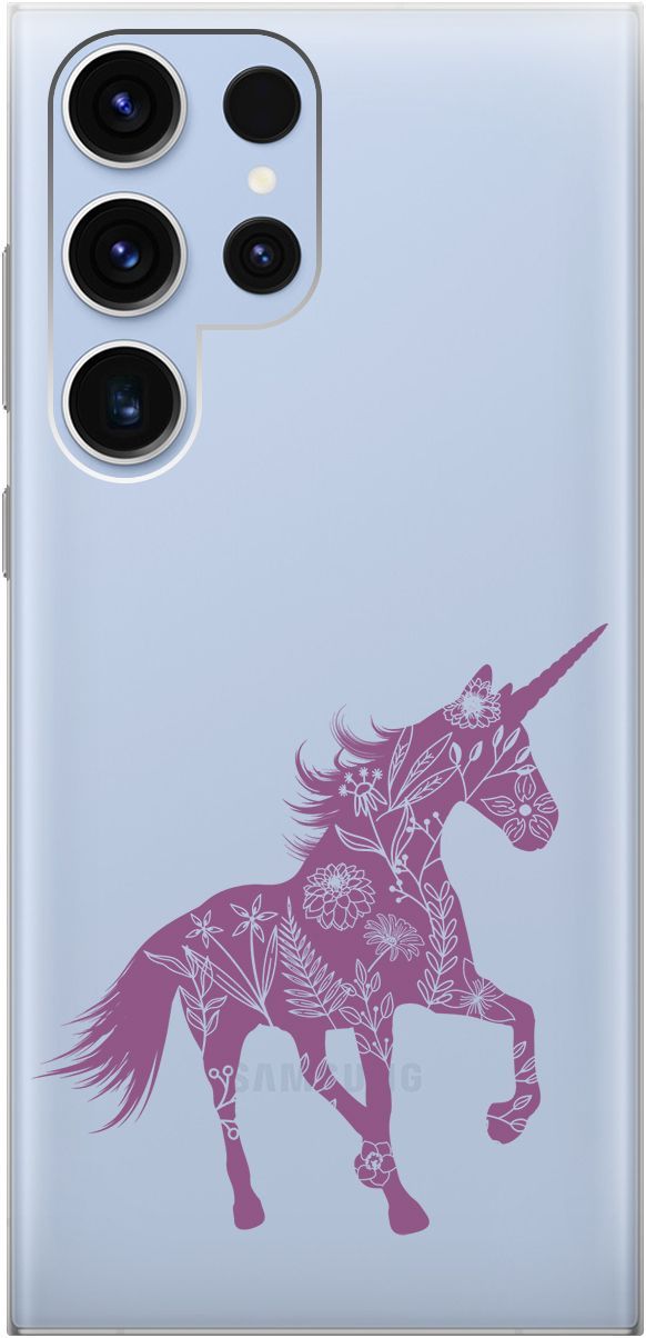 

Чехол на Samsung Galaxy S23 Ultra "Floral Unicorn" прозрачный, Прозрачный;фиолетовый, 158346