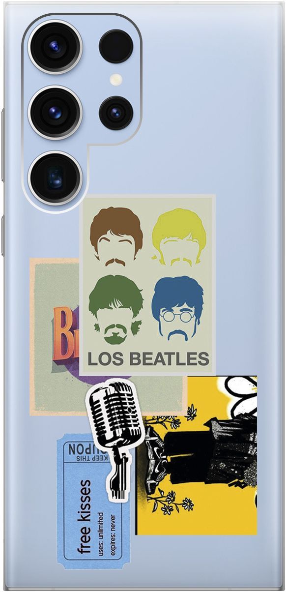 

Чехол на Samsung Galaxy S23 Ultra "Beatles Stickers" прозрачный, Прозрачный;бежевый, 158346