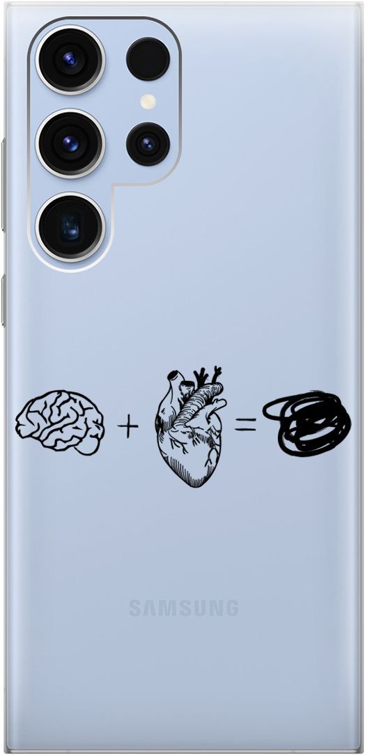 

Чехол на Samsung Galaxy S23 Ultra "Brain Plus Heart" прозрачный, Прозрачный;черный, 158346