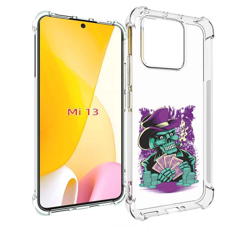 

Чехол MyPads зеленый череп с картами для Xiaomi 13, Прозрачный, Tocco