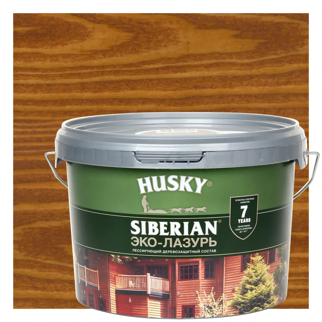 

Эко-лазурь Husky Siberian полуматовая цвет тиковое дерево 2.5 л