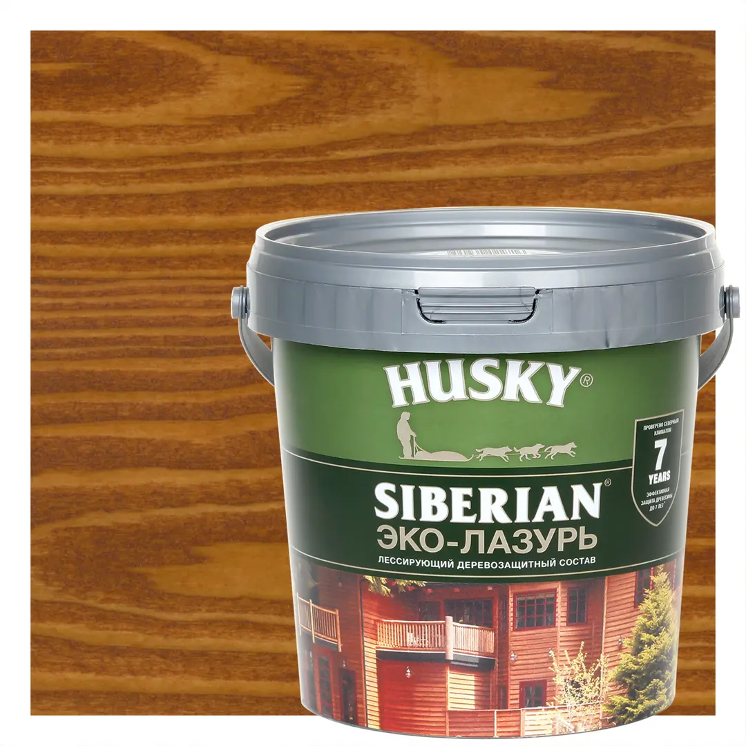 

Эко-лазурь Husky Siberian полуматовая цвет тиковое дерево 0.9 л