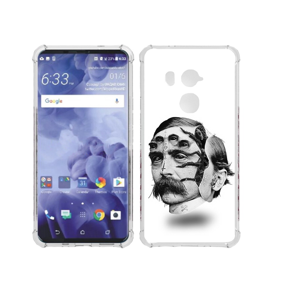

Чехол MyPads Tocco для HTC U11 Plus страшное лицо мужчины, Прозрачный, Tocco