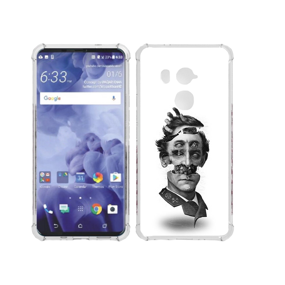 

Чехол MyPads Tocco для HTC U11 Plus страшное лицо абстракция, Прозрачный, Tocco