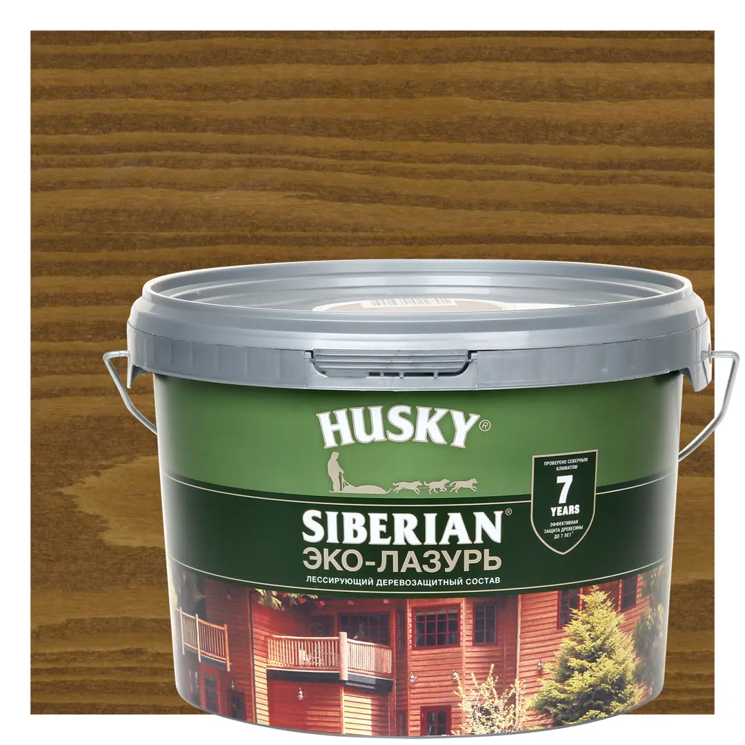 

Эко-лазурь Husky Siberian полуматовая цвет ореховое дерево 2.5 л